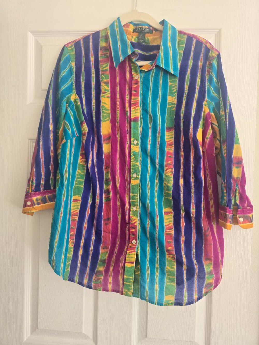 Ralph Lauren Multi-Color Striped 100% cotton Button-Up Blouse 1X